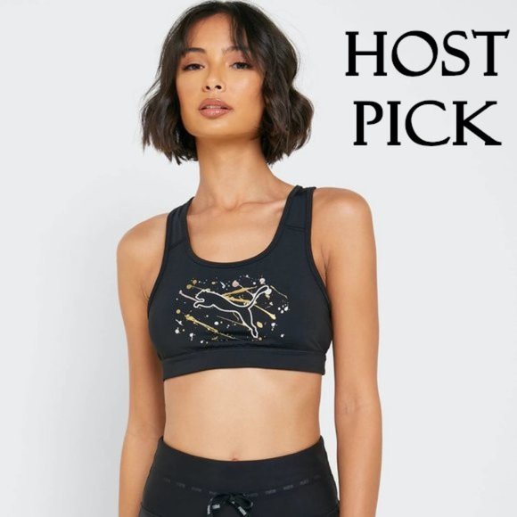 Puma Other - NWT Puma black & gold training racer back bralet, M